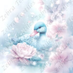 Canard et fleur sous la pluie