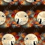 Chat pleine lune floral