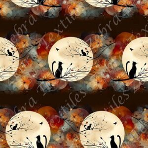 Chat pleine lune floral