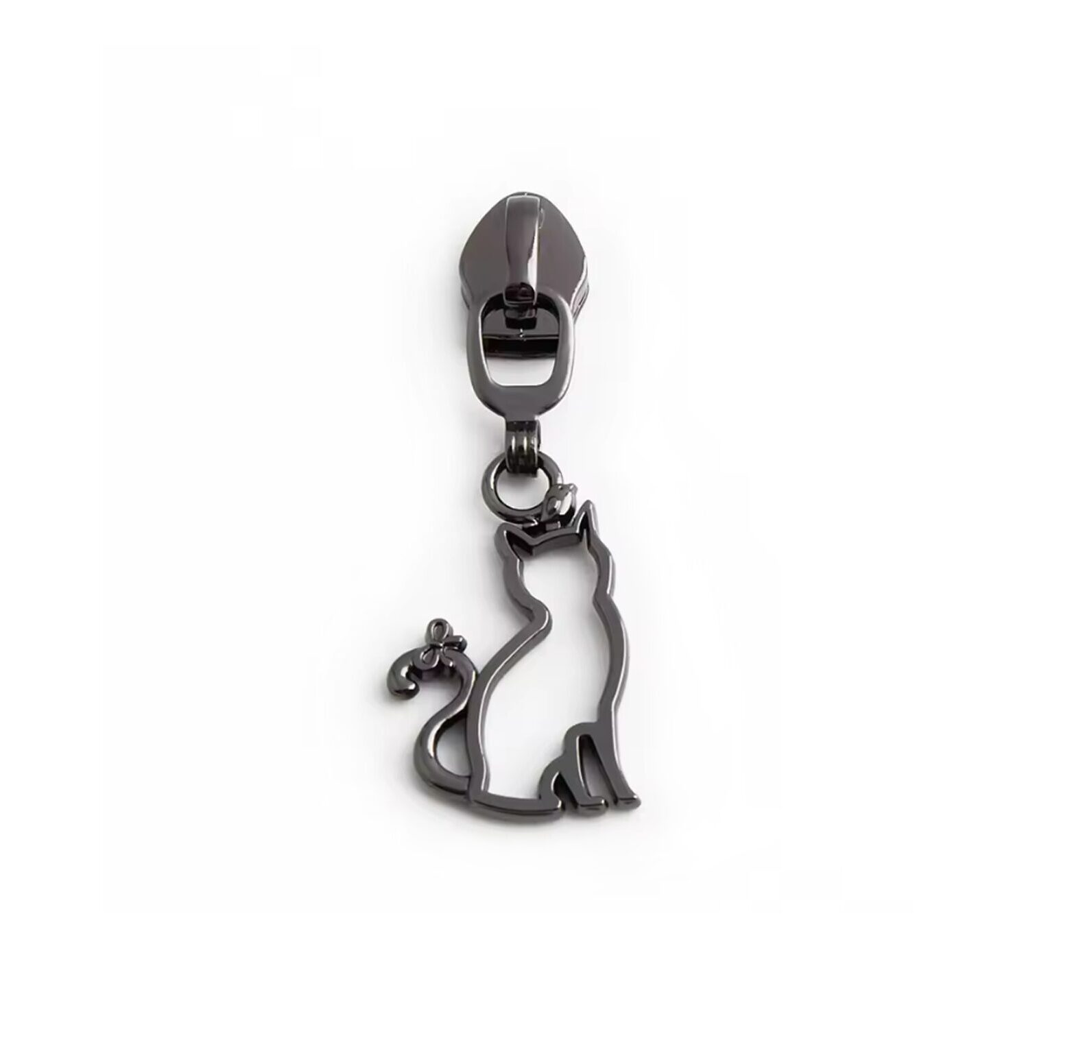 Curseur à fermeture chat noir métallisé