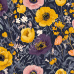 Fleur jaune et rose fond marine