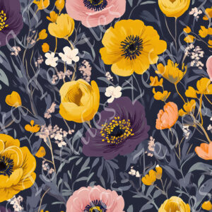 Fleur jaune et rose fond marine