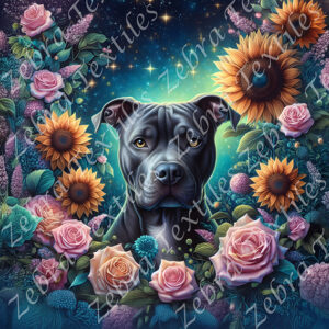 Pitbull gris et tournesol