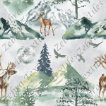 Animaux en montagne fond gris