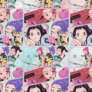 BD fille démon fond rose aqua