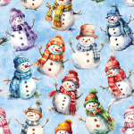 Bonhomme de neige coloré fond bleu