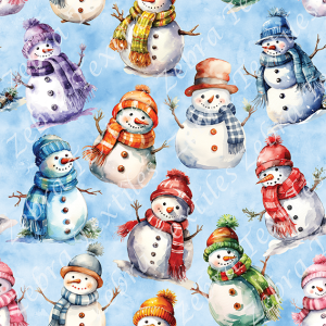 Bonhomme de neige coloré fond bleu