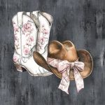 Botte blanche et chapeau fond noir gris grunge