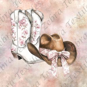 Botte blanche et chapeau fond rose grunge