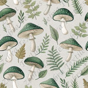 Champignon vert et feuillage