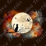Chat pleine lune floral