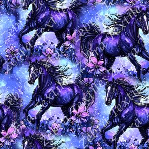 Cheval floral mauve bleu