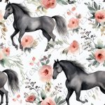 Cheval noir floral rose
