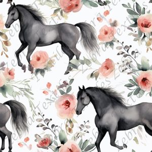 Cheval noir floral rose
