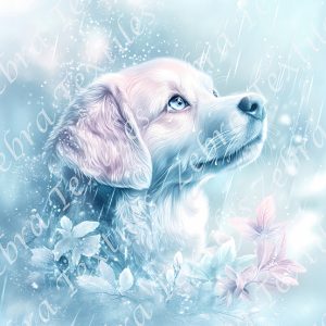 Chien mignon sous la pluie