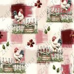 Coq sur clôture fond plaid