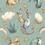 Dragon boho fond sarcelle