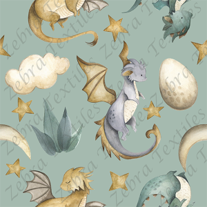 Dragon boho fond sarcelle