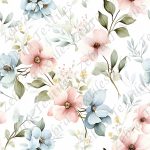 Fleur bleu et rose fond blanc