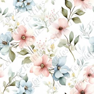 Fleur bleu et rose fond blanc