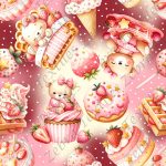 Ourson et pâtisserie aux fraises
