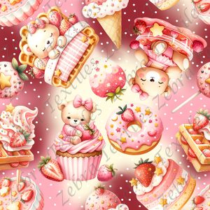 Ourson et pâtisserie aux fraises