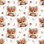 Renard floral rose fond pois