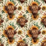 Vache highland et tournesol