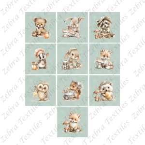 Animaux mignon fond sarcelle