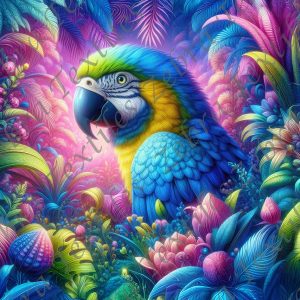 Ara dans la jungle colorée