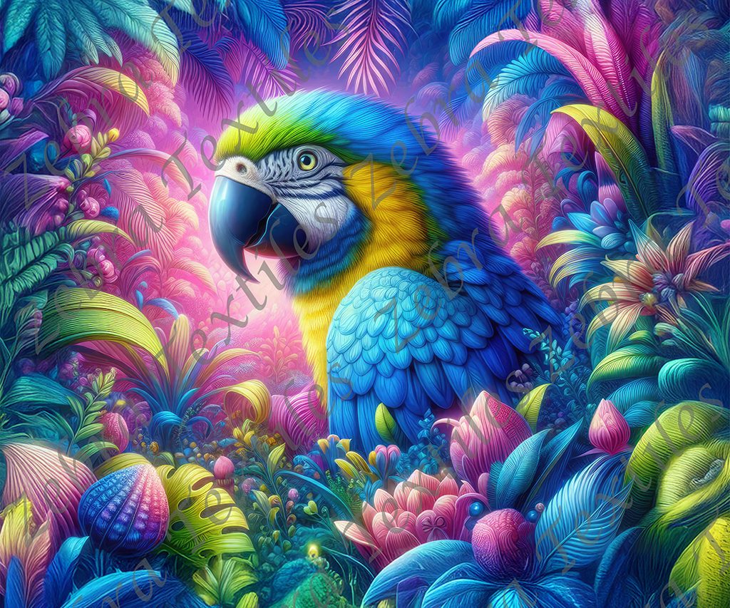 Ara dans la jungle colorée