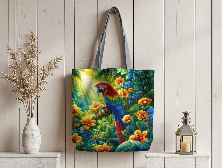 Ara dans la jungle floral