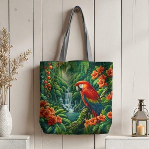 Ara rouge dans la jungle floral