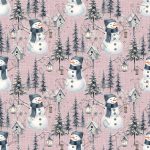 Bonhomme de neige et sapin fond lin