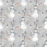 Bonhomme de neige floral fond gris