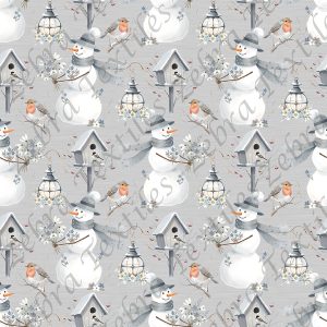 Bonhomme de neige floral fond gris
