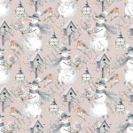Bonhomme de neige floral fond rosé
