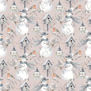 Bonhomme de neige floral fond rosé