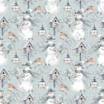 Bonhomme de neige floral fond sarcelle