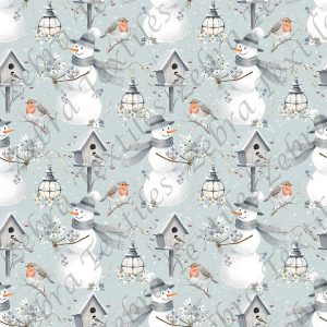 Bonhomme de neige floral fond sarcelle