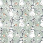 Bonhomme de neige floral fond vert