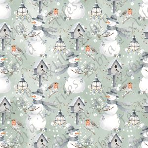 Bonhomme de neige floral fond vert