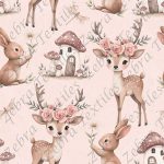 Chevreuil et lapin fond aquarelle