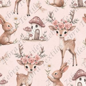 Chevreuil et lapin fond aquarelle