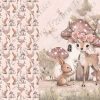 Chevreuil et lapin fond aquarelle