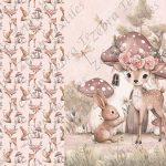 Chevreuil et lapin fond aquarelle