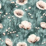 Coquelicot blanc fond sarcelle