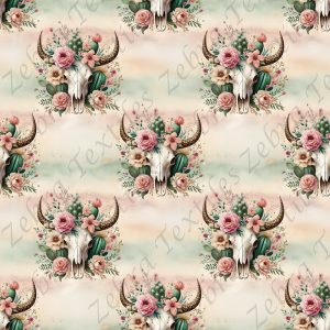 Crâne animal floral