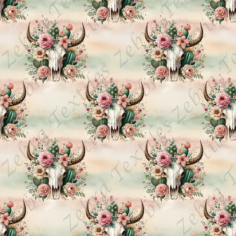 Crâne animal floral