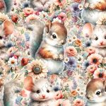 Écureuil et souris floral